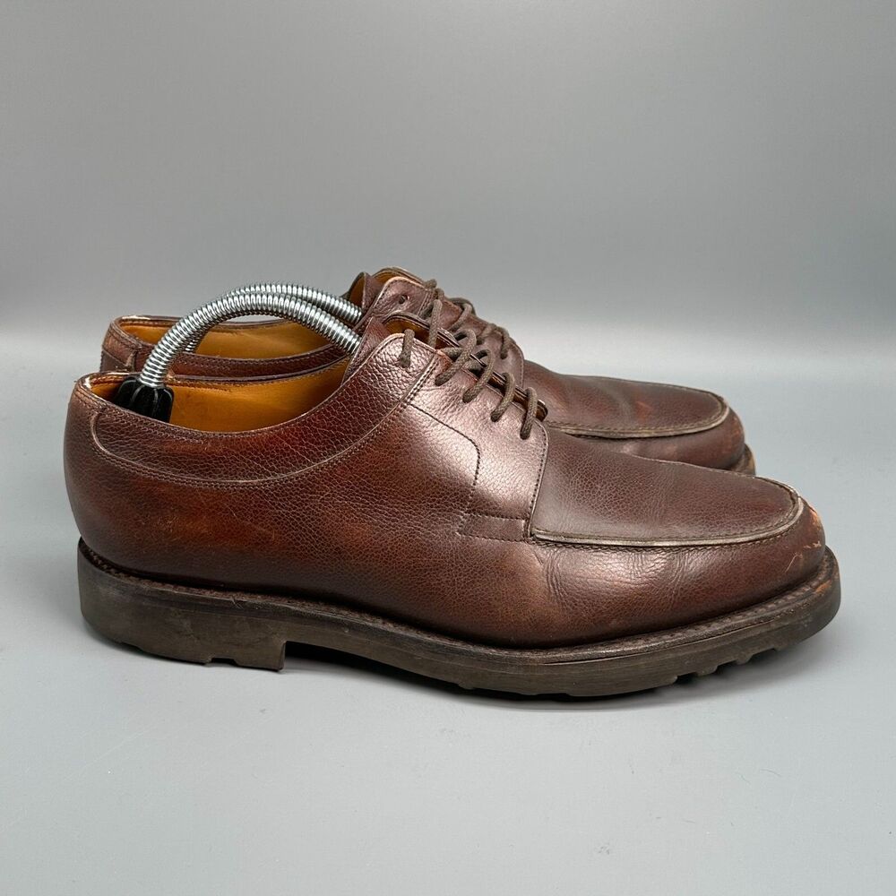 John Lobb Barros Mens 9 Dark Brown Leather Derby Shoes Lace-Up Low Top Casual